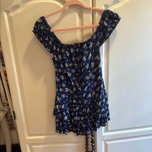 Floral Off-Shoulder Blue dress